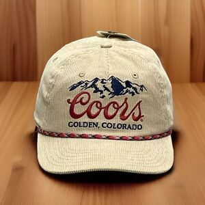 Coors Beer Corduroy Hat Cap Vintage Snapback Golden Colorado Banquet Rockies